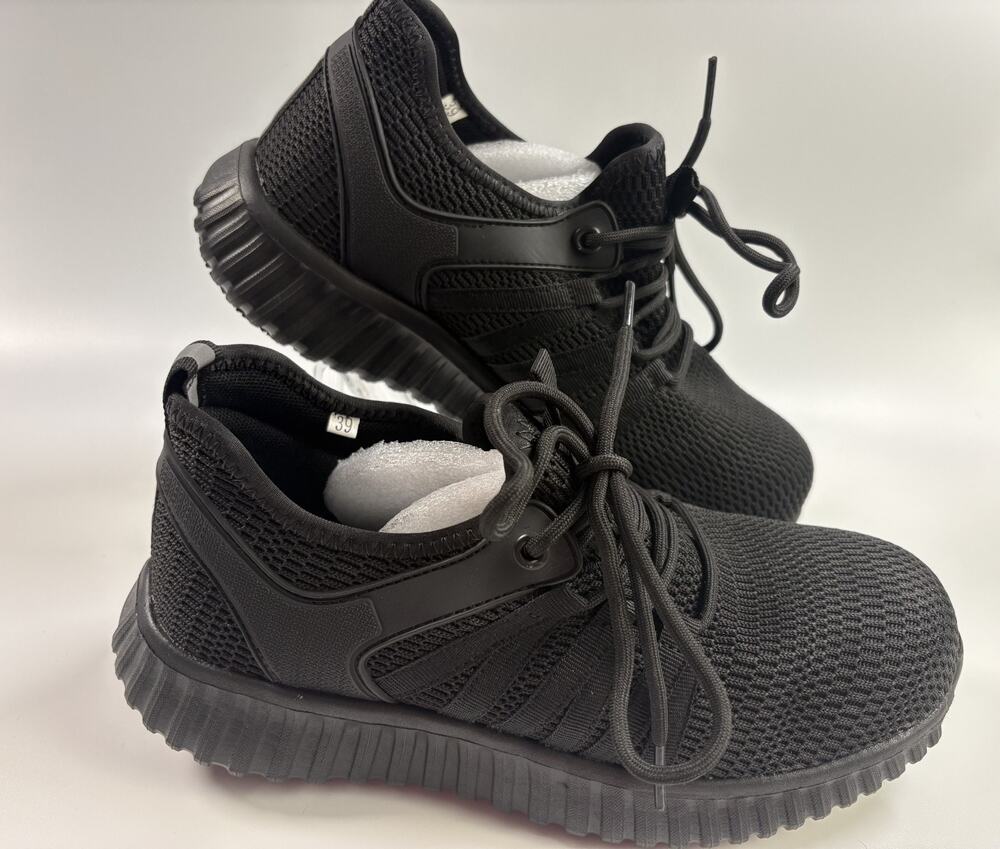 Steel Toe Safety Work Shoes Breathable Work Men Women Black Sneakers Size Eu 39